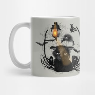 Halloween Grumpy Black Cat Mug